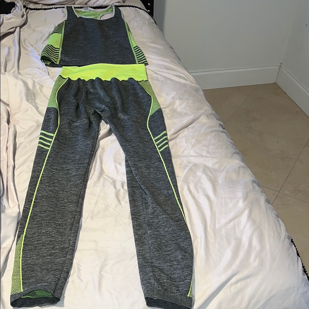 Gray and Neon Green Activewear Set